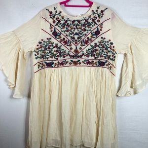 Umgee Embroidered Long Peasant Blouse/ Dress NWT